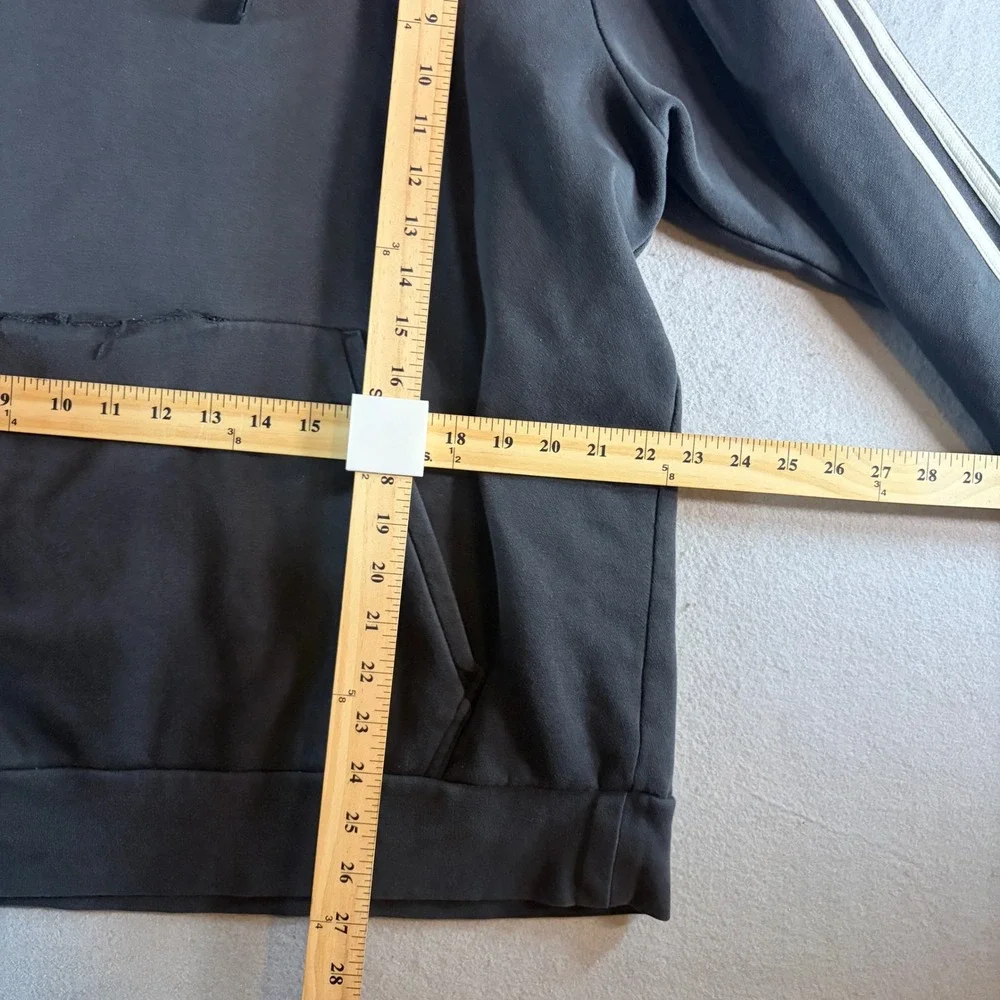 Adidas Mens Essentials 3-Stripe Pullover Hoodie Black White Logo Fleece